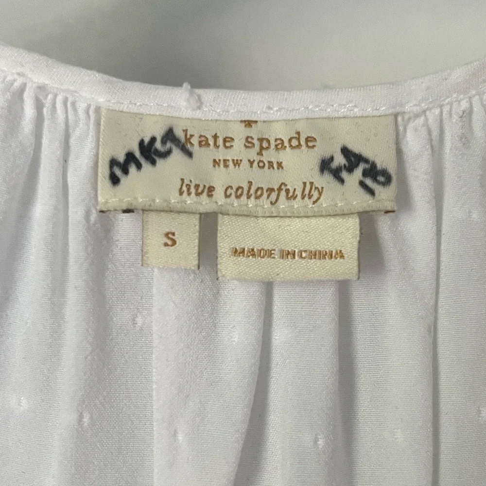 kate spade White Eyelet Tie-Front Sleeveless Blouse - Size Small